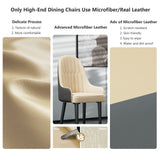 High-End Dining Chairs Set of 2 Faux Leather Upholstered Kitchen Chairs Two-Tone Design, Creamy white & grey