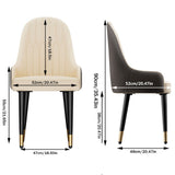 High-End Dining Chairs Set of 2 Faux Leather Upholstered Kitchen Chairs Two-Tone Design, Creamy white & grey