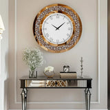 P&P Brown Crushed Diamond Oversized Wall Clock Elegant Accent 80x80cm