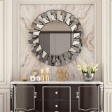 Silver Sunburst Round Wall Mirror