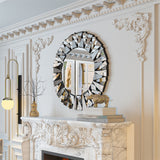 Silver Sunburst Round Wall Mirror