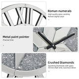 Sparkle Twinkle Crystal Diamond Wall Clock Silver Mirror Wall Decor Big Clocks