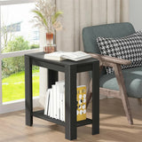 Rustic 2 Tier Side Table Open Accent Table Bedside Storage Slim Coffee End Table