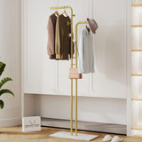 Double Pole Metal Coat Rack with Marble Base - Free Standing Clothes and Hat Stand AU