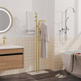 Double Pole Metal Coat Rack with Marble Base - Free Standing Clothes and Hat Stand AU