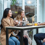 Xxl Marble Kitchen Bar Table Counter Breakfast Dining Table W/ Thicken Metal Leg