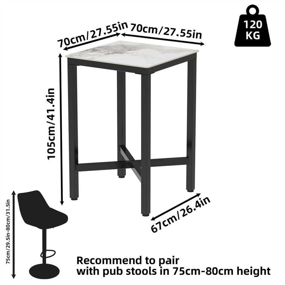 Tall Square Sintered Stone Bar Table