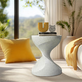 Hourglass Shaped Lightweight Concrete Sofa Side Table Bedside Table Nightstand