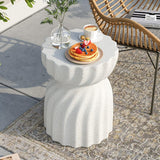 Modern Hourglass Concrete Accent End Table Outdoor Patio Table Garden Furniture