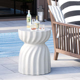 Modern Hourglass Concrete Accent End Table Outdoor Patio Table Garden Furniture