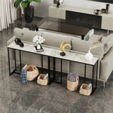 Exquisite Water Ripple Marble Console Table Bar Table w Thicken Stable Metal Leg