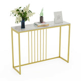 Narrow Console Sofa Entry Table Behind Couch Table Sintered Stone Golden Frame
