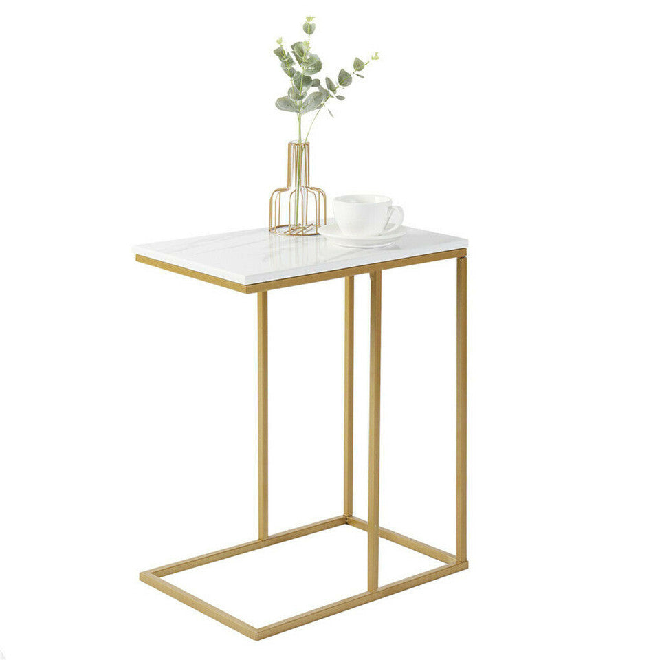Heavy-Duty C-Shaped End Table with Storage