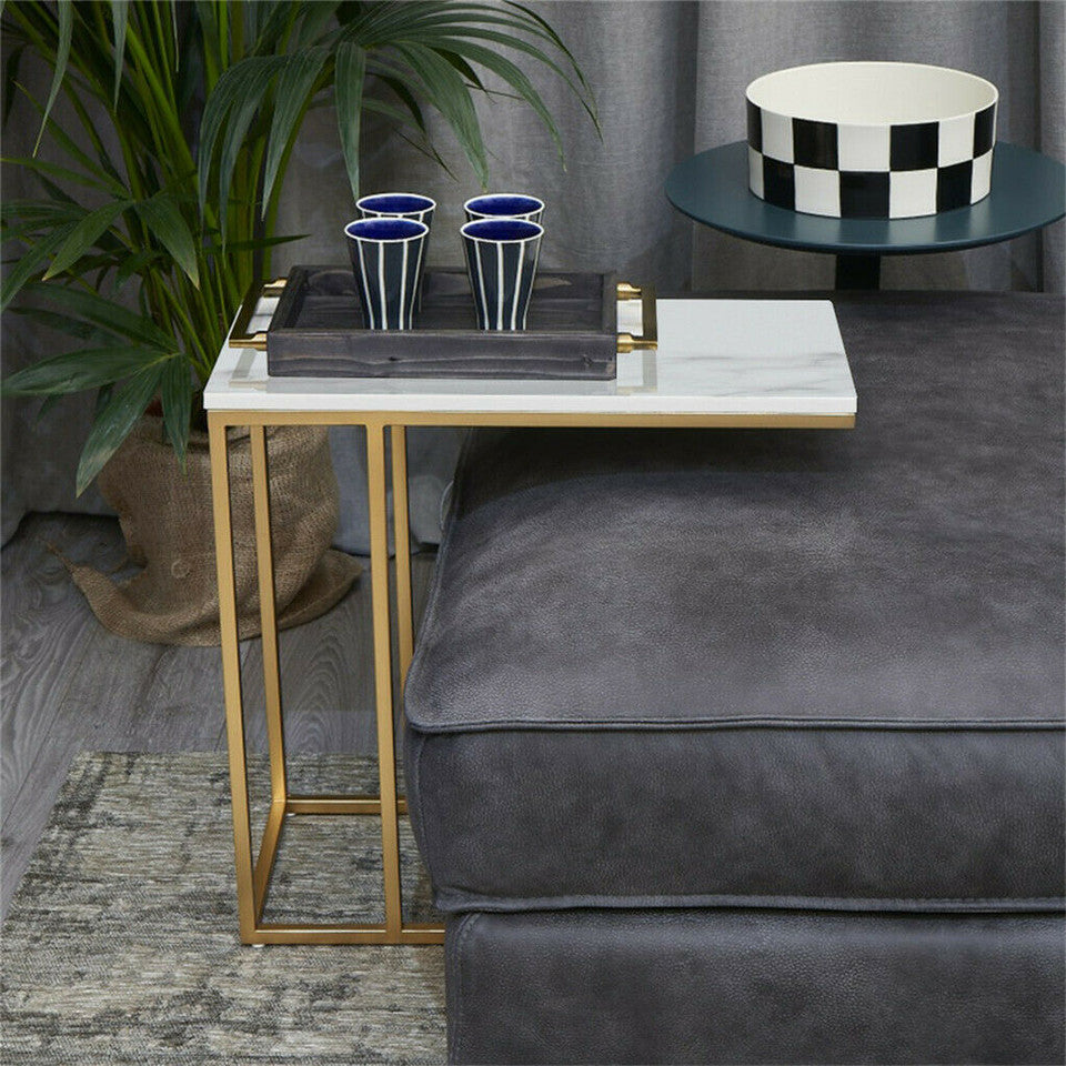 Heavy-Duty C-Shaped End Table with Storage