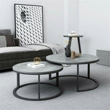 Set of 2 Grey Marble Round Nesting Tables