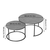 Set of 2 Grey Marble Round Nesting Tables