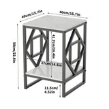 Sleek White Marble Side Table Sofa End Table Bedside Nightstand w Durable Frame