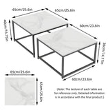 Marble Nesting Coffee Table Side End Tables Bedside Furniture with Solid Metal Frame
