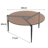 Modern Round Tempered Glass Coffee Tinted with Metal Frame