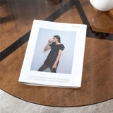 Modern Round Tempered Glass Coffee Tinted with Metal Frame