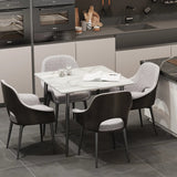 White Sintered Stone Dining Table With Black Legs For Modern Interiors