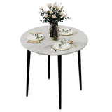 High-End Marble Round Kitchen Dining Table Sintered Stone Restaurant Table 80 x 80 cm