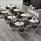 High-End Marble Round Kitchen Dining Table Sintered Stone Restaurant Table 80 x 80 cm