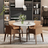 High-End Marble Round Kitchen Dining Table Sintered Stone Restaurant Table 80 x 80 cm