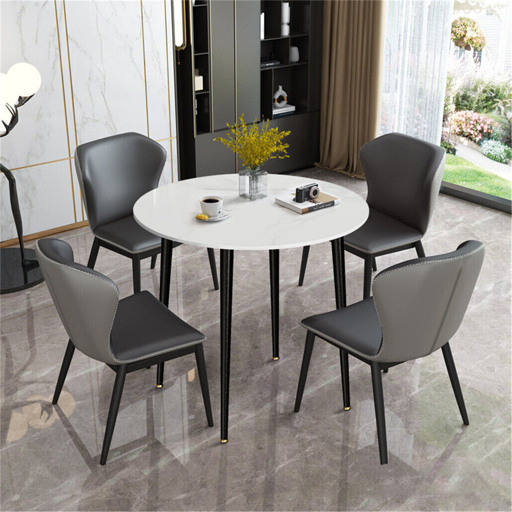 High-End Marble Round Kitchen Dining Table Sintered Stone Restaurant Table 80 x 80 cm