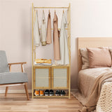High Strength Bamboo Clothing Rack Closet Organizer Storage Cabinet & Shoe Shelf