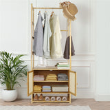 High Strength Bamboo Clothing Rack Closet Organizer Storage Cabinet & Shoe Shelf