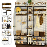 Xxl Corner Coat Stand Widen Depth Bench Shoe Rack Storage Shelves 10 Dual Hooks