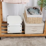 Portable Rolling Bamboo Clothes Rack for Kids with Hanging Rail