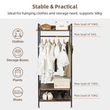 Rustic Wooden Clothes Garment Rail Open Hanging Display Shelf Shoe Rack Entryway