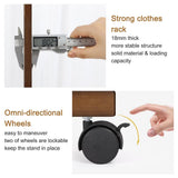 Walnut Wood Rolling Clothing Garment Rack Open Wardrobe Entryway Bedroom Shop