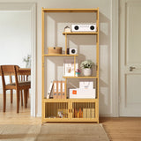 6 Tiers Freestanding Bamboo Storage Shelf High & Low Shelf Bookshelf Plant Stand