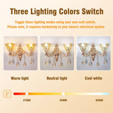 Rococo Gold Wall Sconce Floral Bedside Wall Lamp with Beveled Crystal Lighting for Hallway & Living Room