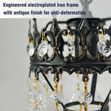 Vintage Wall Light Sconce with Clear Crystals, Black and Gold Glass Wall Lamp, 3-Mode Dimmable LED E14 Lighting Fixture for Home, Bathroom, Dining Room, Hallway