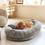 Xxxl Human-Sized Dog Bed Washable Orthopedic Pet Bed Bean Bag With Soft Blanket