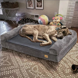 Deluxe Plush Orthopedic Dog Bed XXL - Waterproof Bolstered Sofa Bed for Large Dogs with Removable Washable Cover