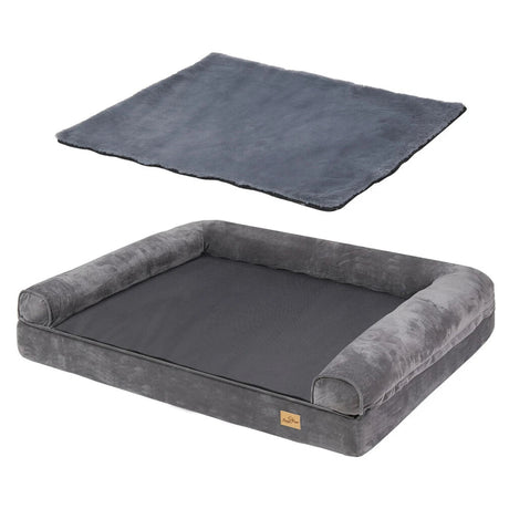 Deluxe Plush Orthopedic Dog Bed XXL - Waterproof Bolstered Sofa Bed for Large Dogs with Removable Washable Cover