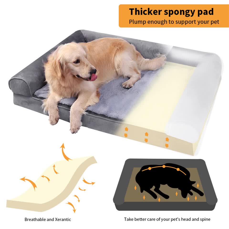 Medium Orthopedic Dog Bed with Bolster Comfort Mattress