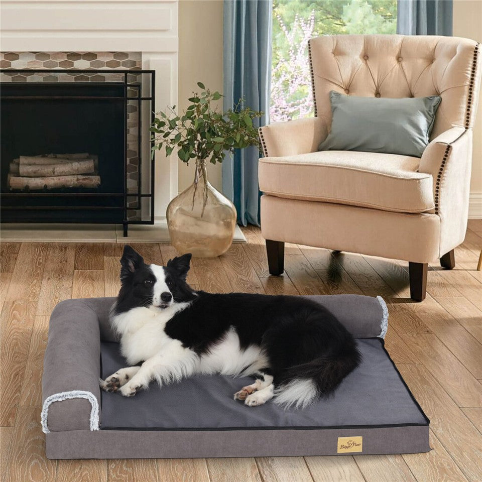 Jumbo Orthopedic Dog Bed Sofa Lounge - Raised High Bolster Pet Bed with Washable Cover Size XL
