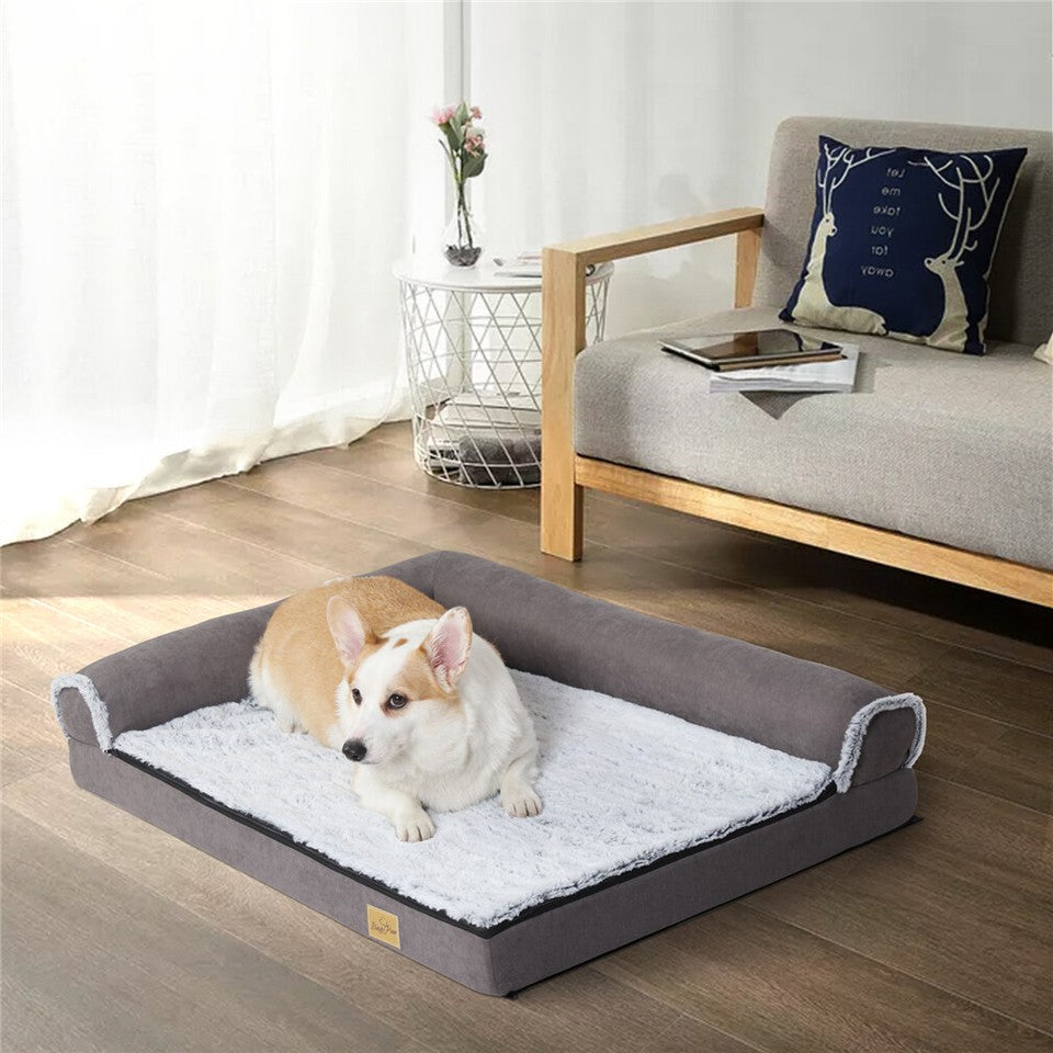 Jumbo Orthopedic Dog Bed Sofa Lounge - Raised High Bolster Pet Bed with Washable Cover Size XL
