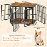 Fin 4 Doors Ultra Thicken Dog Crate Cage End Table Divided Dog Puppy Kennel For 2 Dog