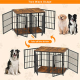 Fin 4 Doors Ultra Thicken Dog Crate Cage End Table Divided Dog Puppy Kennel For 2 Dog