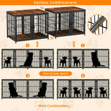 Fin 4 Doors Ultra Thicken Dog Crate Cage End Table Divided Dog Puppy Kennel For 2 Dog