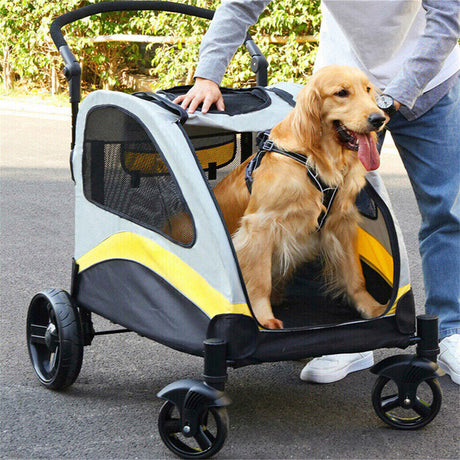 Large Dog Stroller Foldable Pet Pushchair with Doors