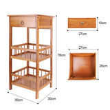 P&P Bamboo Bedside Table Nightstand Smooth Storage Side End Table with Drawers for Small Spaces