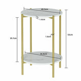 e Store - Marble Sofa Side End Table/Coffee Table with Shelf & Gold Iron Legs